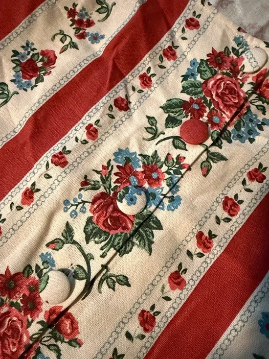 Sezane Floral Striped Square-Neck Top in Red and Cream - Picture 3 of 5